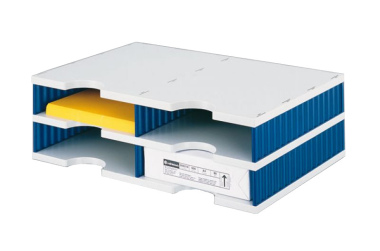 Ablagesysteme styrodoc duo Grundeinheit 4 Fächer Standard blau/grau