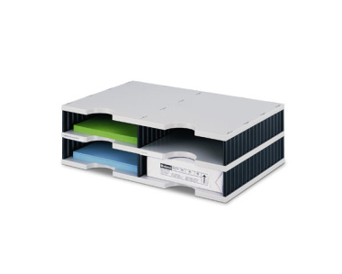 Ablagesysteme strodoc duo 4 Fächer schwarz grau Ablagebox Ablagefach