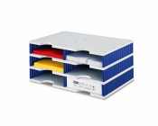 Ablagesysteme strodoc duo 6 F&auml;cher grau-blau Ablagebox Ablagefach