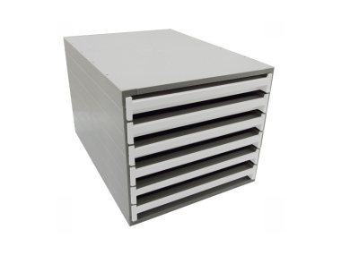 Ablagebox styro Typ 16000 individuell 6 Fächer 27 mm A4 grau weiss