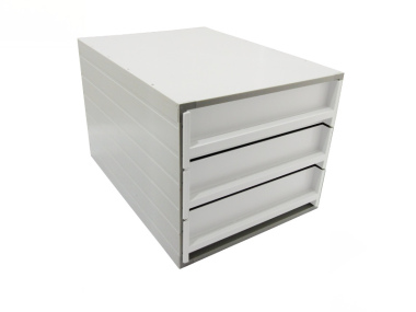 Ablagebox styro Typ 16003 individuell 3 Fächer 61 mm A4 grau weiss