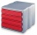 Ablagebox styrowave mit 4 Schub. geschl., grau rot  SONDERPOSTEN