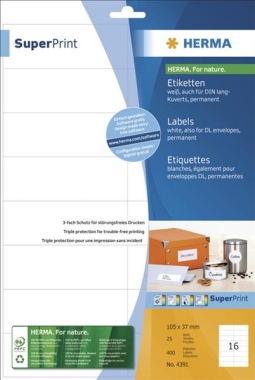 Adressetiketten 400 Stück Herma 4391 weiß 105x37 SuperPrint