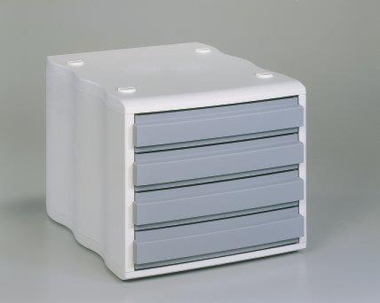 Ablagebox mit 4 Schubladen geschlossen weiß grau SONDERPOSTEN
