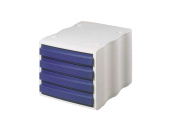Ablagebox styrowave mit 4 Schub. geschl., weiss/blau...