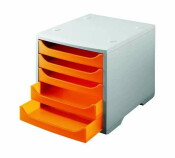 Ablagesysteme 2 St&uuml;ck styrobox grau orange Ablageboxen