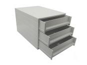Ablageboxen Typ 16003 individuell 3 Fächer 61 mm A4 grau - 2 Stück