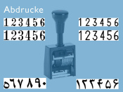 Numeroteur Reiner B6K (Zs 6 | Zg 5,5) mit vorstehenden Nullen | Schriftart: Antiqua | Stempelfarbe: rot