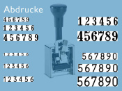 Numeroteur Modell C (Zs 6 | Zg 3,5) Schriftart: Block | Stempelfarbe: blau