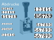 Numeroteur Modell C (Zs 7 | Zg 4,5) Schriftart: Block | Stempelfarbe: blau