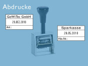 Datumstempel Modell D41 mit Textplatte (Zg 4) Datum-Art: gek. Monatsname | Stempelfarbe: grün