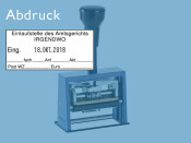 Datumstempel Modell D65 mit Textplatte (Zg 4) Datum-Art: gek. Monatsname | Stempelfarbe: blau