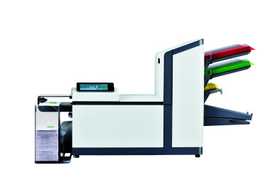 Kuvertiermaschine FPi 2725 / DS 63 Professional, mit 2 Normalstationen, 1 Beilagenstation, Kuvertauffangkasten vorne
