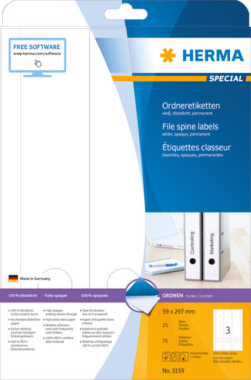 HERMA 5159 Ordneretiketten A4 weiß 59x297 mm Papier matt blickdicht