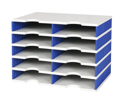 Ablagesystem Ablage styrodoc duo 10 Sortier Fächer grau-blau