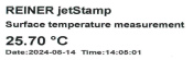 Sensormessung jetStamp 1025 sense surface temperature...