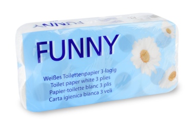 funny Toilettenpapier 3-lagig, 250 Blatt, Zellstoff hochweiß, 72 Rollen