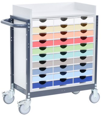 Transportfahrzeug styromobil 30 Schubladen Postverteilwagen