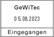 Eingangsstempel ChronoDater 920 mit Datum und Textplatte (Zg 3,5)